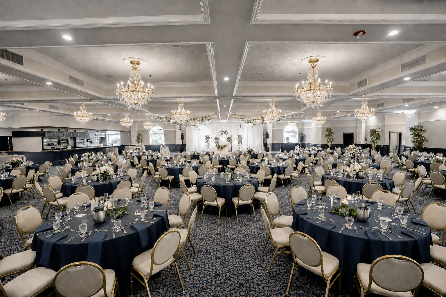 Elegant banquet hall prepared for a formal event