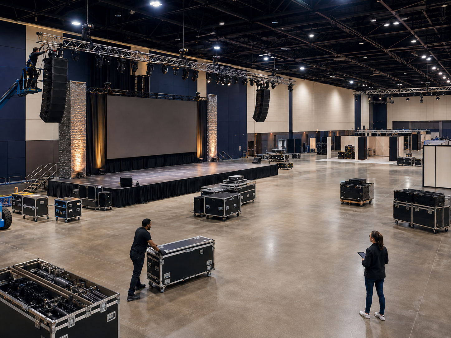 Event crew preparing a convention and conference venue