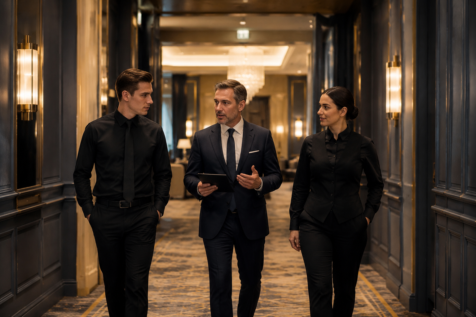Hotel event team coordinating hospitality service